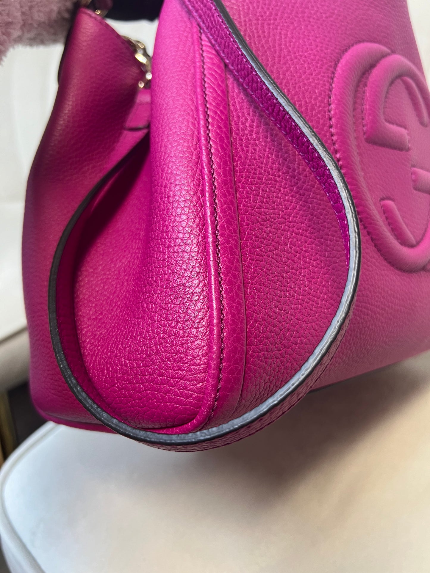Gucci Soho Convertible Leather Small Shoulder Bag โ Magenta (Preloved Authentic)