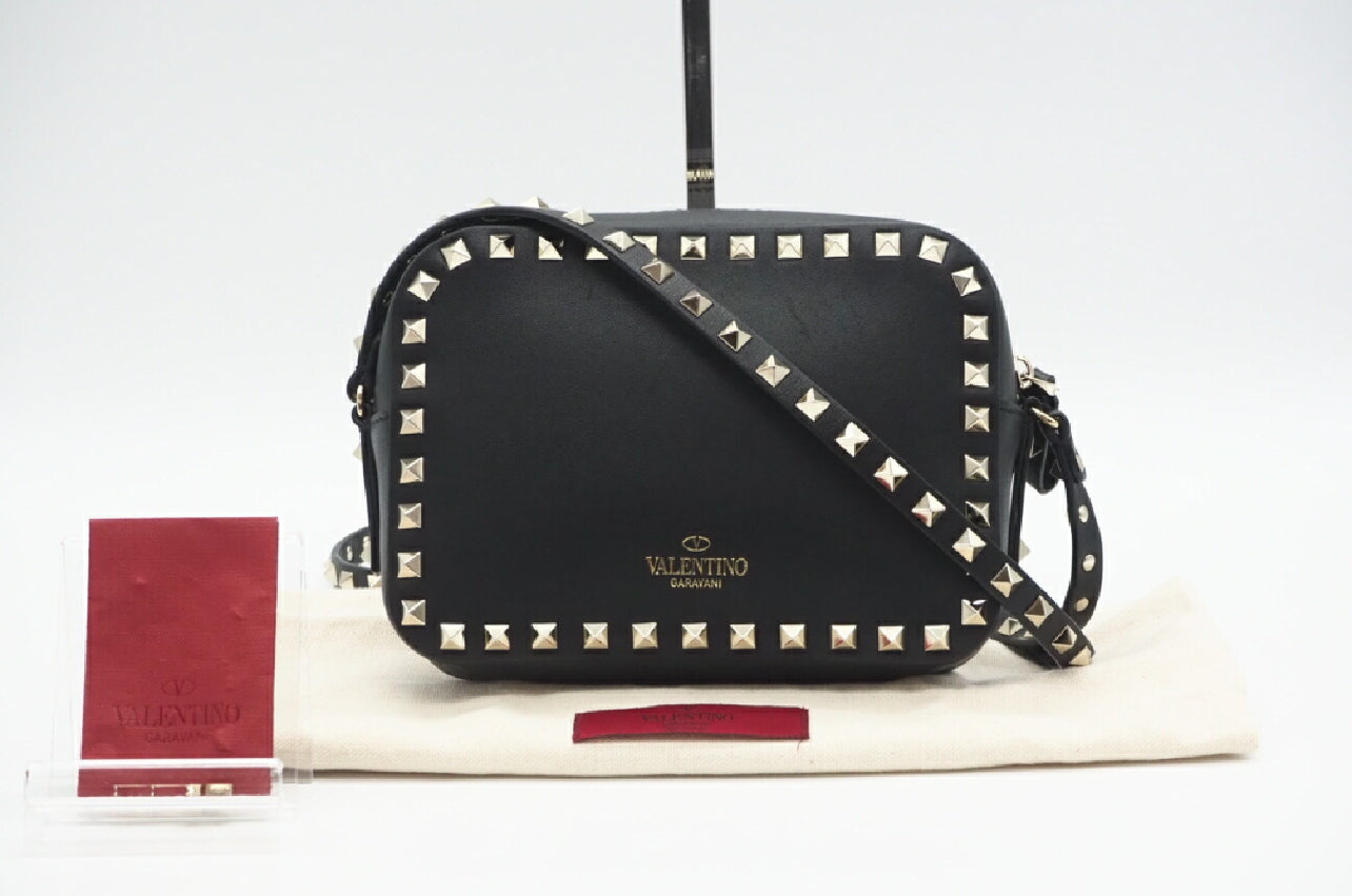 Valentino Garavani Rockstud Camera Crossbody Bag – Black Calfskin Leather (Preloved Authentic)