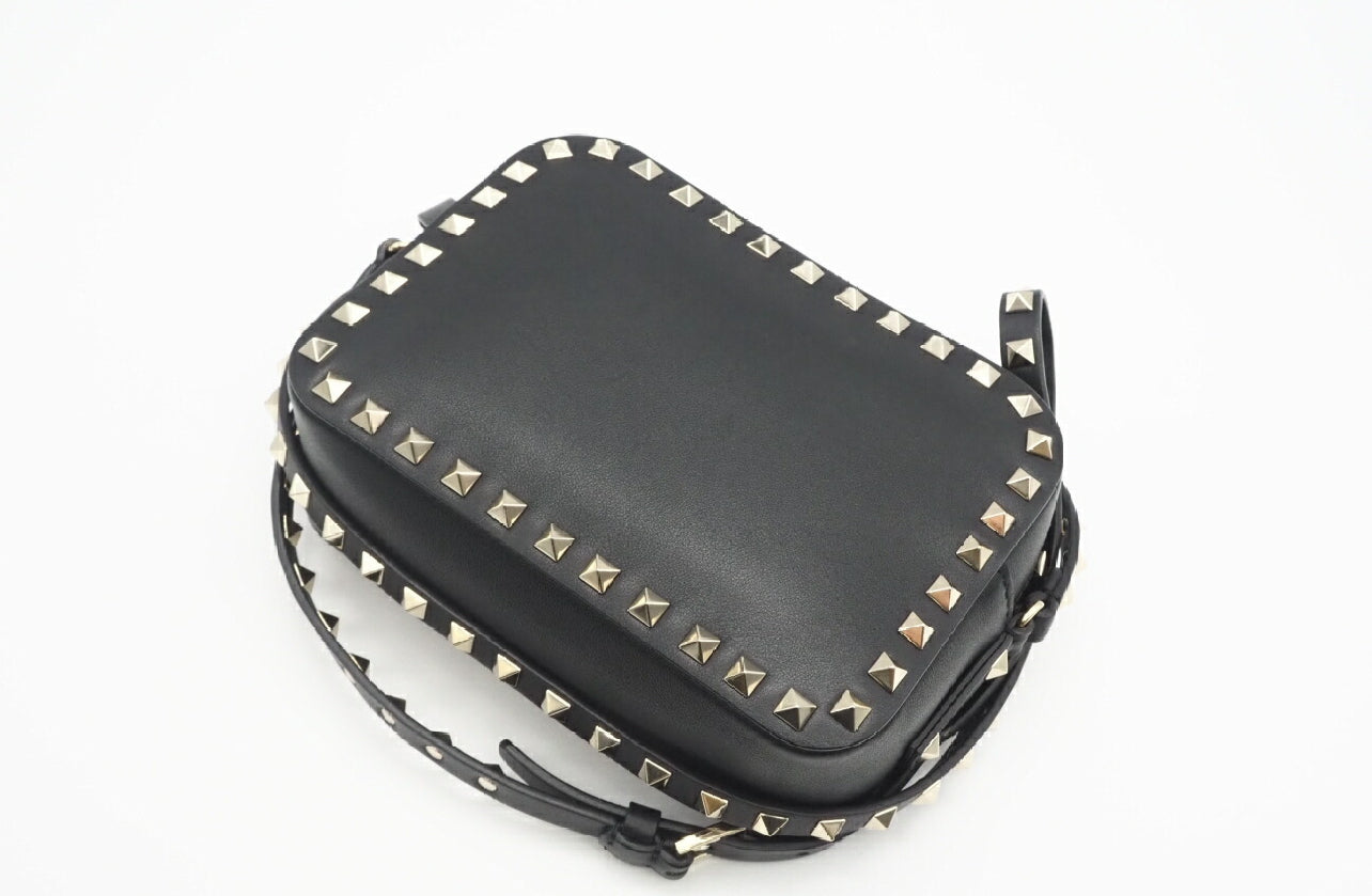 Valentino Garavani Rockstud Camera Crossbody Bag – Black Calfskin Leather (Preloved Authentic)