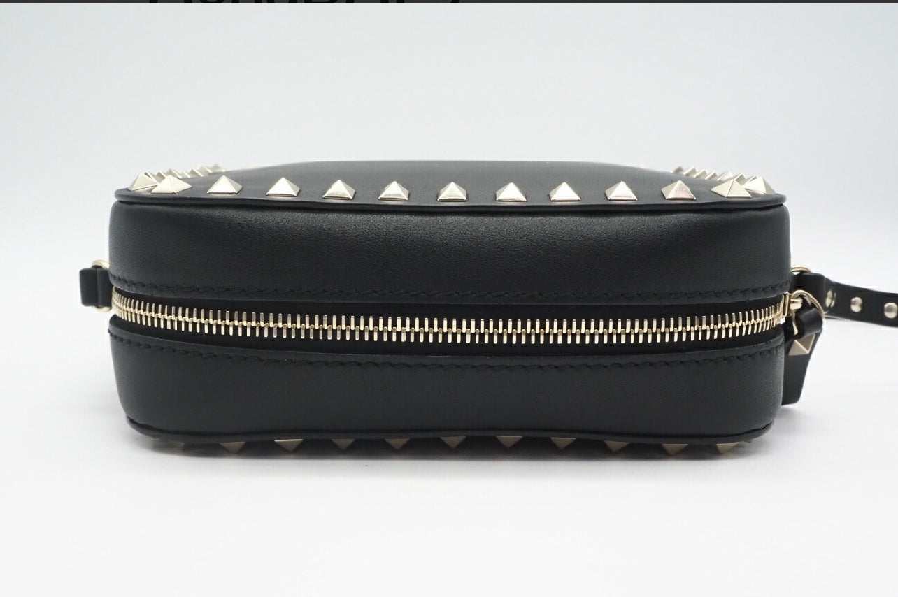 Valentino Garavani Rockstud Camera Crossbody Bag – Black Calfskin Leather (Preloved Authentic)