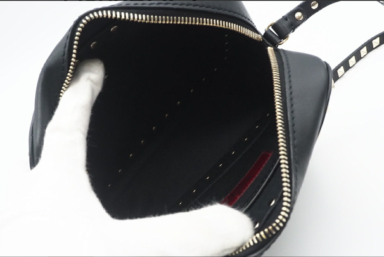 Valentino Garavani Rockstud Camera Crossbody Bag – Black Calfskin Leather (Preloved Authentic)
