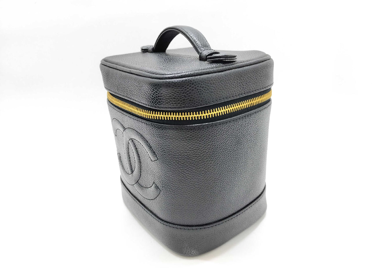 CHANEL Vanity Case Black Caviar Leather GHW – Full Set – Excellent Condition - VINTAGE