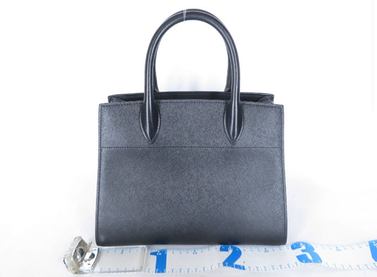 Prada Saffiano Leather Bibliothèque Tote Bag – Black (With Shoulder Strap, Preloved Authentic)