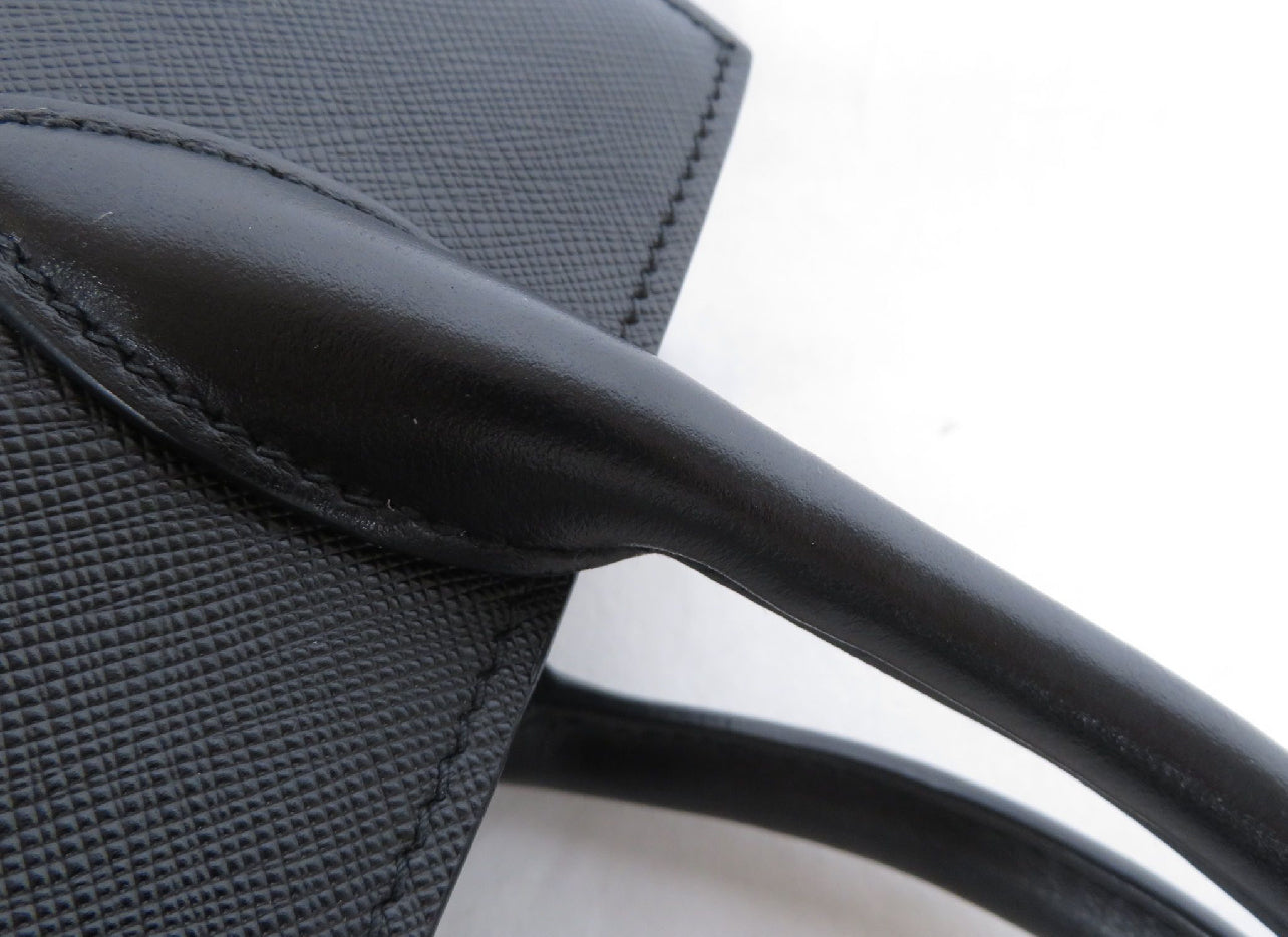 Prada Saffiano Leather Bibliothèque Tote Bag – Black (With Shoulder Strap, Preloved Authentic)