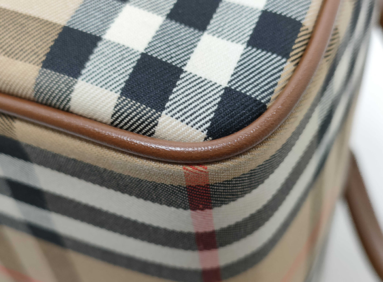 Vintage Burberry Nova Check Canvas Leather 2-Way Boston Handbag (Authentic Preloved)