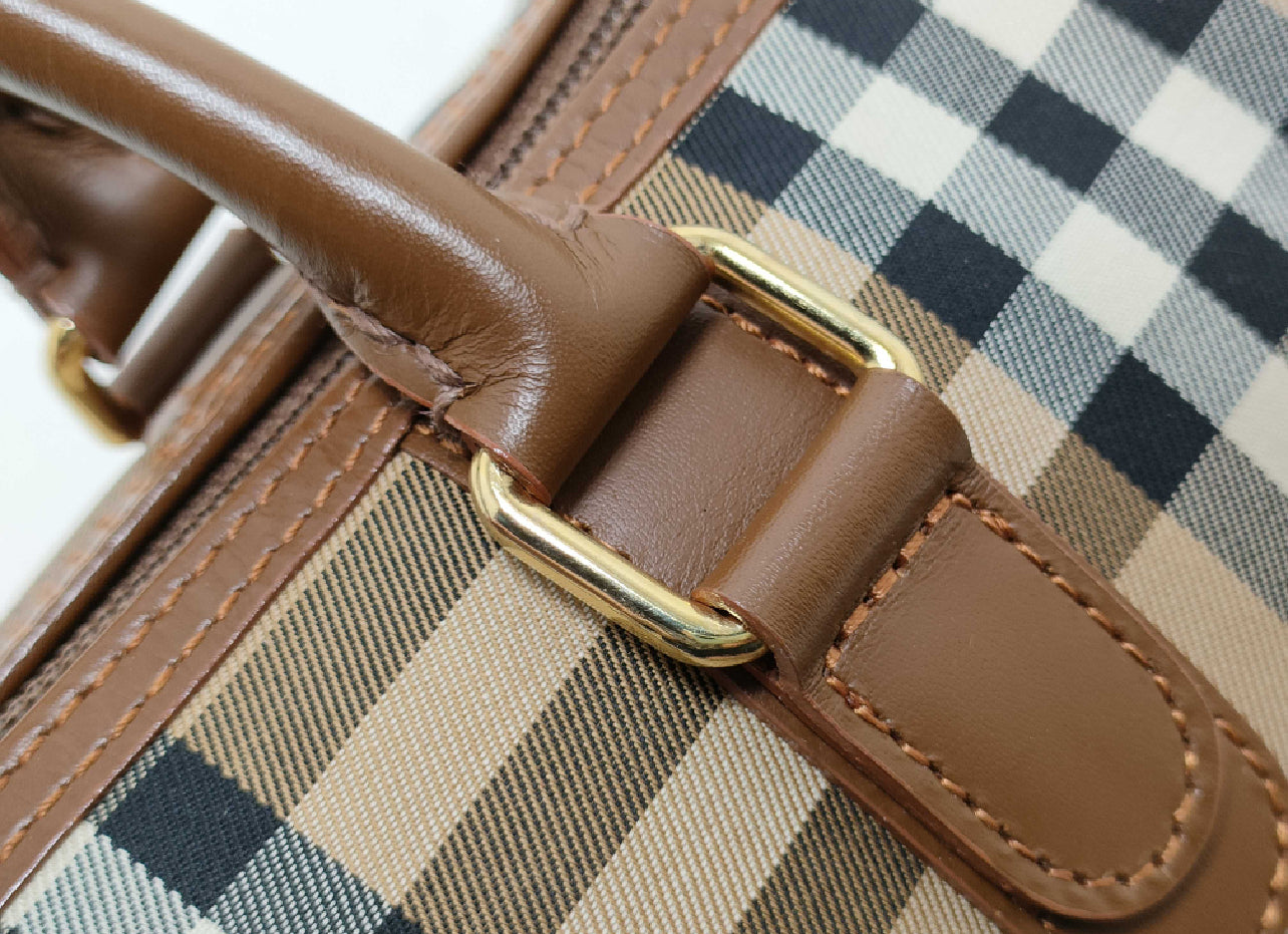 Vintage Burberry Nova Check Canvas Leather 2-Way Boston Handbag (Authentic Preloved)