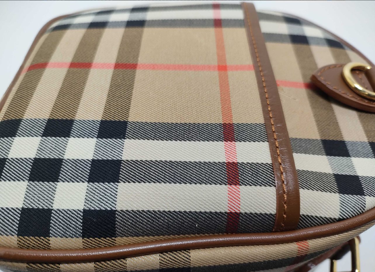 Vintage Burberry Nova Check Canvas Leather 2-Way Boston Handbag (Authentic Preloved)