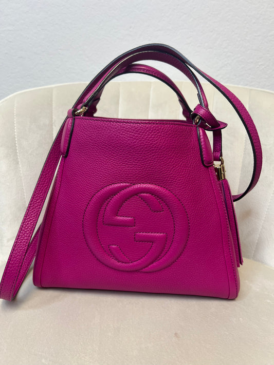 Gucci Soho Convertible Leather Small Shoulder Bag – Magenta (Preloved Authentic)