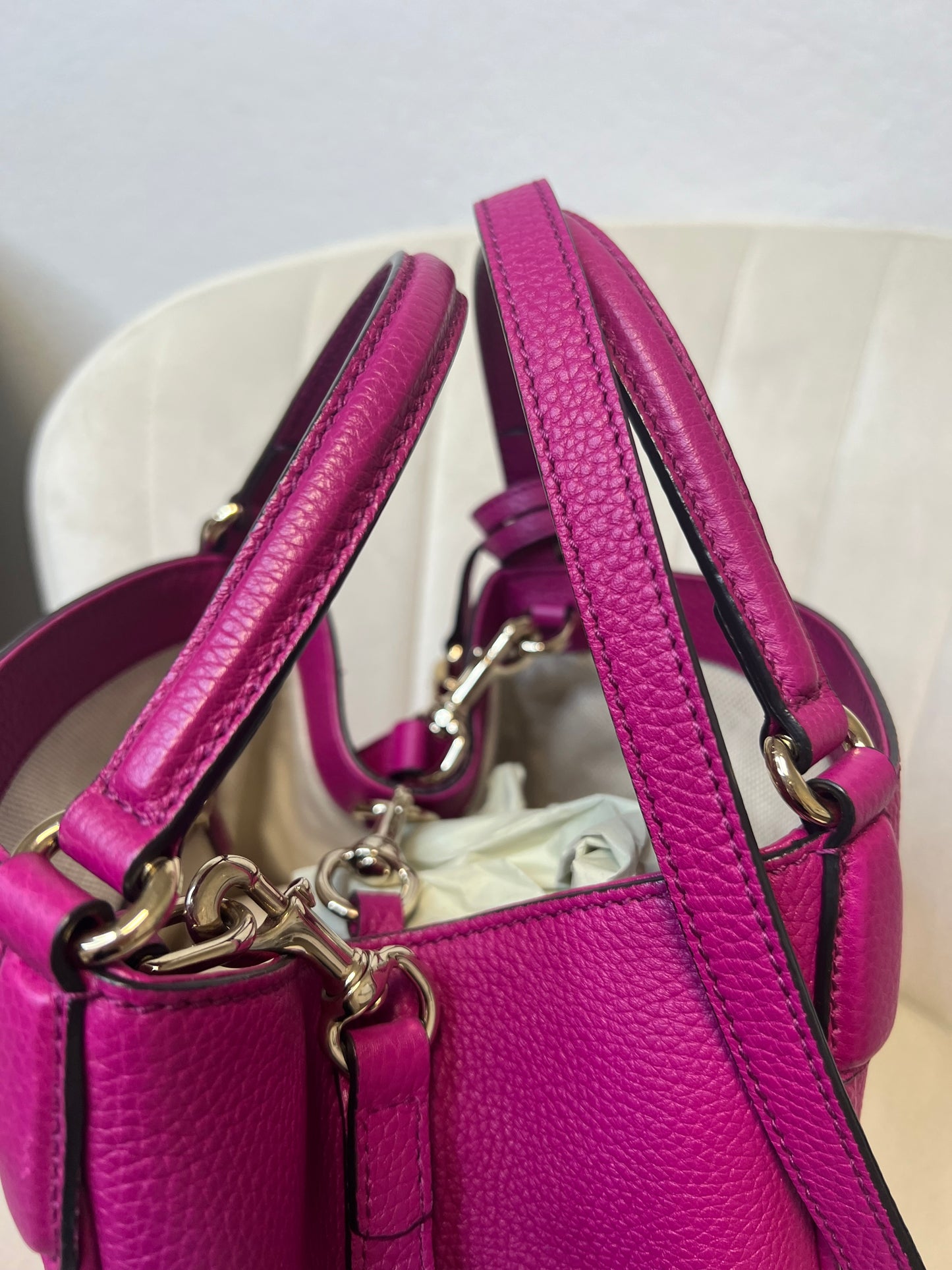 Gucci Soho Convertible Leather Small Shoulder Bag – Magenta (Preloved Authentic)